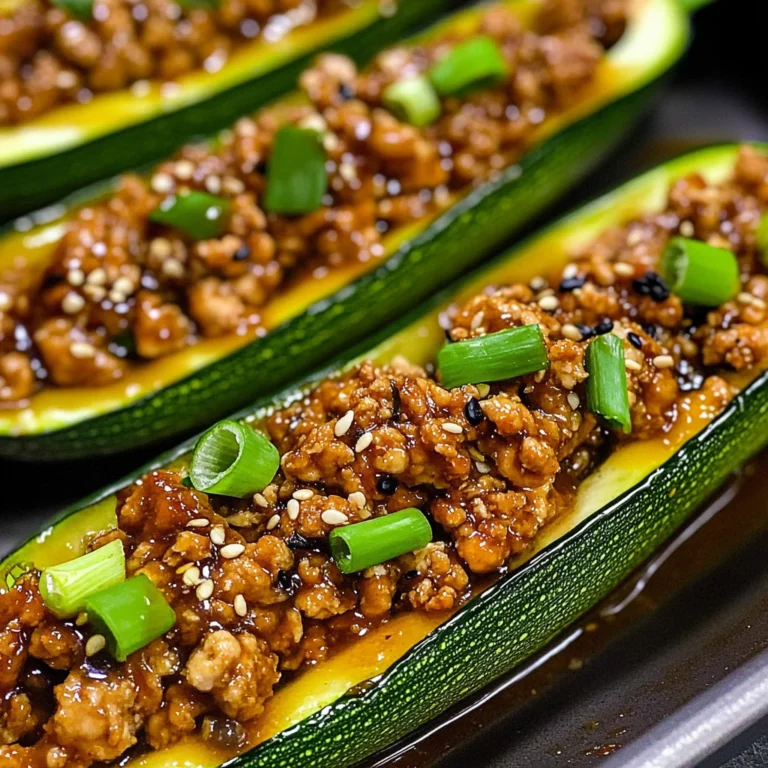 Garlic Sesame Chicken Zucchini Boats