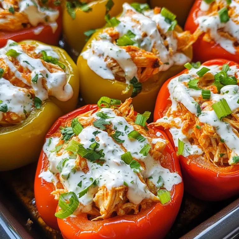Buffalo Chicken Stuffed Peppers - Dairy Free & Low Carb