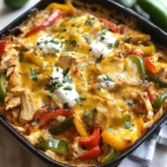 Chicken Fajitas Casserole (easy and cheesy!)