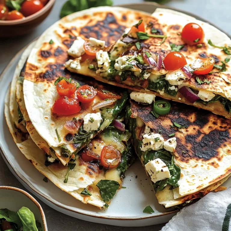 Mediterranean Quesadillas with Spinach, Feta, Mozzarella, and Red Onion