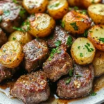 Garlic Steak Bites and Potatoes