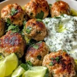 Juicy Greek Chicken Meatballs with Tzatziki