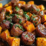Sausage and Sweet Potatoes with Honey Garlic Sauce