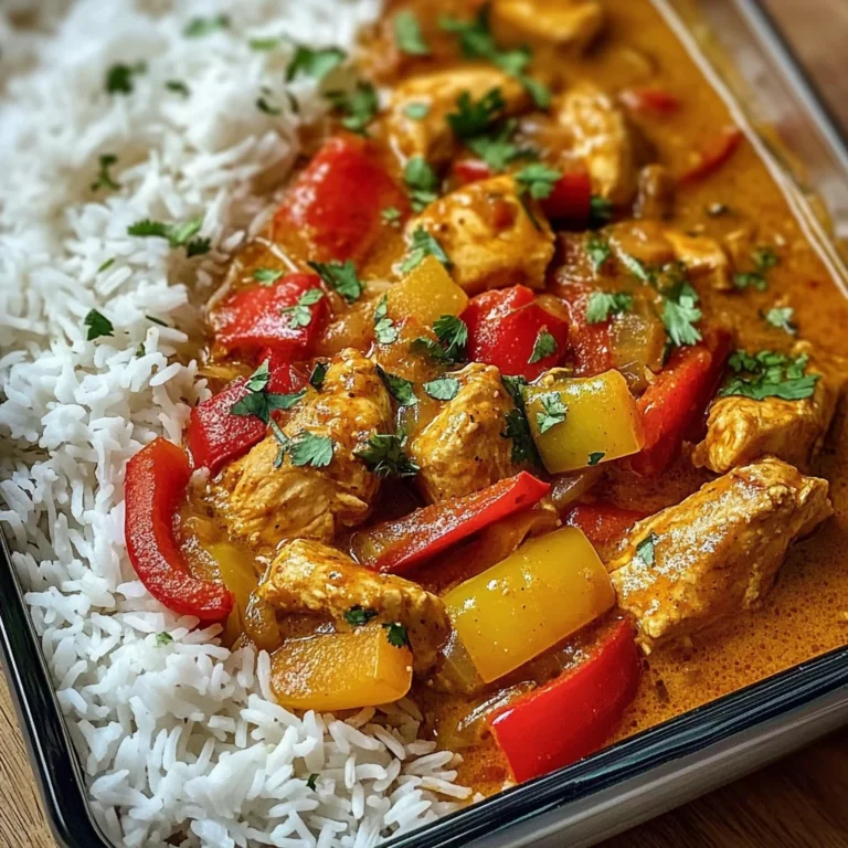 Chicken Curry with Bell Peppers & Fluffy Rice