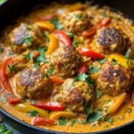 Creamy Bell Pepper Chicken Meatballs