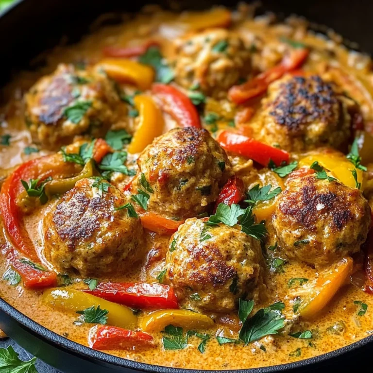 Creamy Bell Pepper Chicken Meatballs