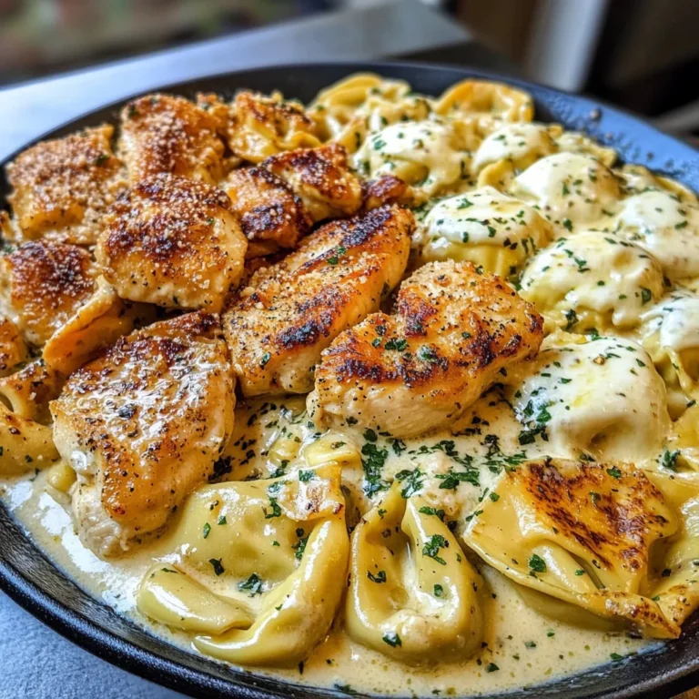 Creamy Chicken Tortellini with Mozzarella Garlic Sauce