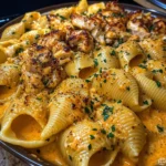 Garlic Cajun Chicken Shells in Velveeta Cream Sauce
