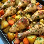 Garlic Herb Chicken Drumsticks with Roasted Veggies