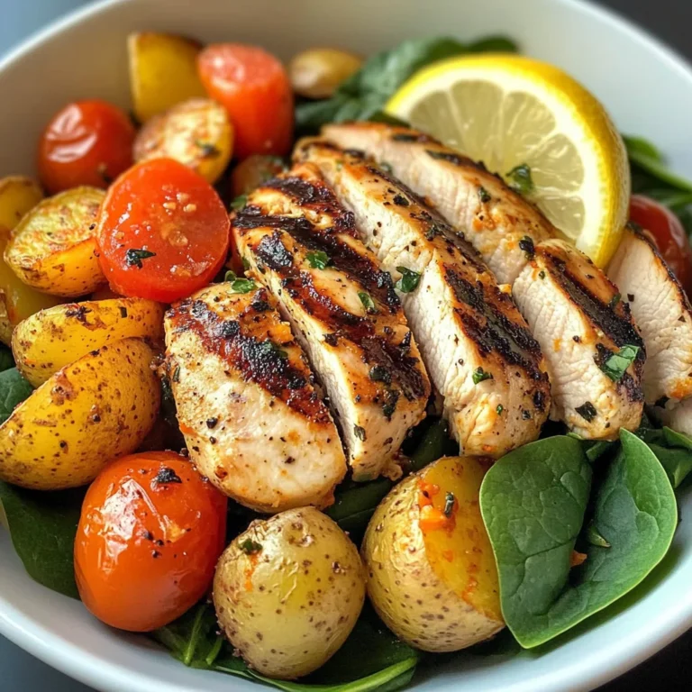 Grilled Chicken & Root Veggie Bowl with Spinach & Lemon