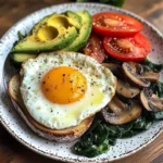 Savory Breakfast Plate with Mushrooms & Avocado