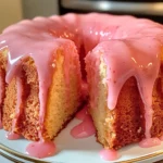 Strawberry Buttermilk Pound Cake with Pink Glaze