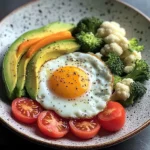 Sunny-Side Egg with Avocado, Tomatoes & Steamed Veggies